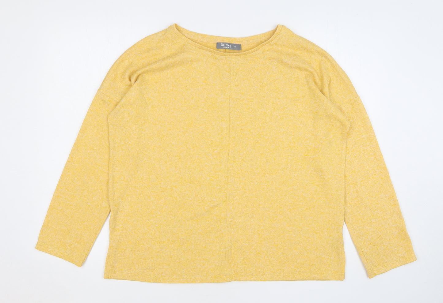 Nutmeg Womens Yellow Round Neck Polyester Pullover Jumper Size 14