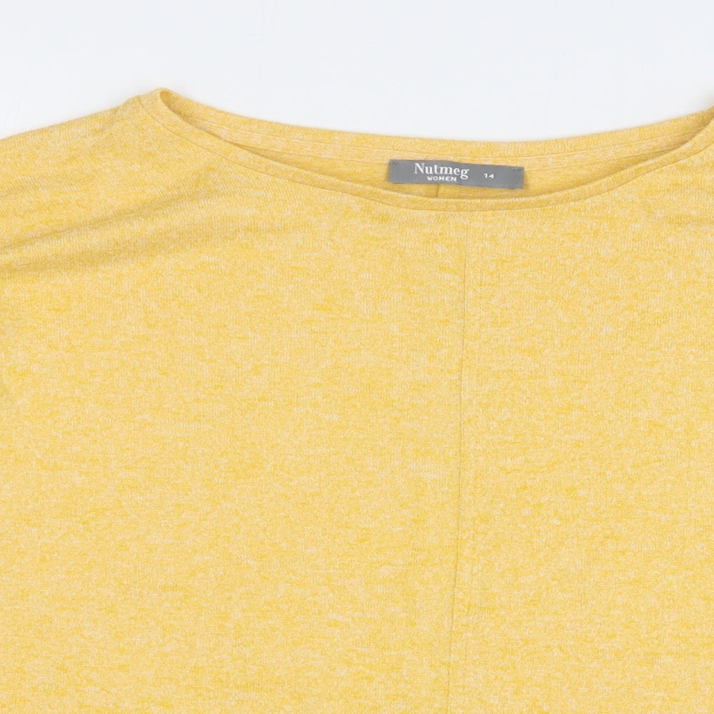 Nutmeg Womens Yellow Round Neck Polyester Pullover Jumper Size 14
