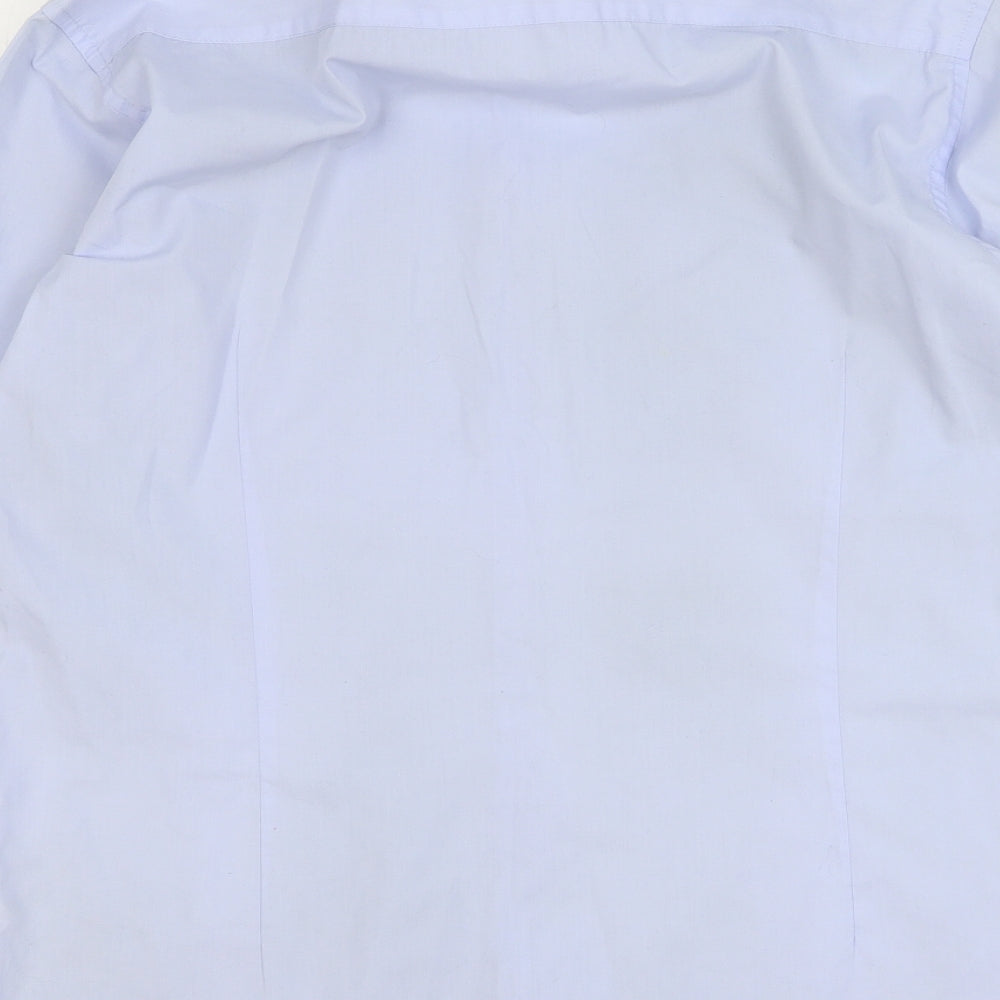 Cedar Wood State Mens Blue Polyester Dress Shirt Size 16 Collared Button