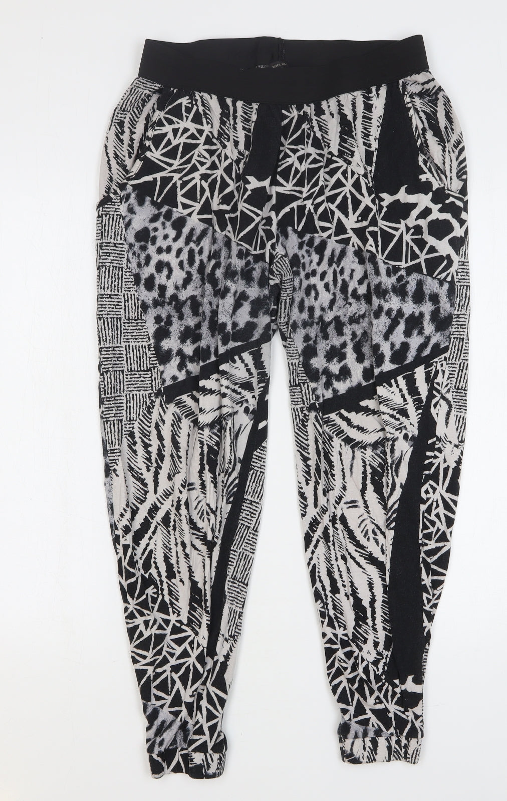 River Island Womens Multicoloured Geometric Polyester Harem Trousers Size 14 L26 in Regular