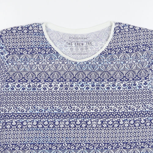 Atmosphere Womens Blue Paisley Cotton Basic T-Shirt Size 16 Round Neck