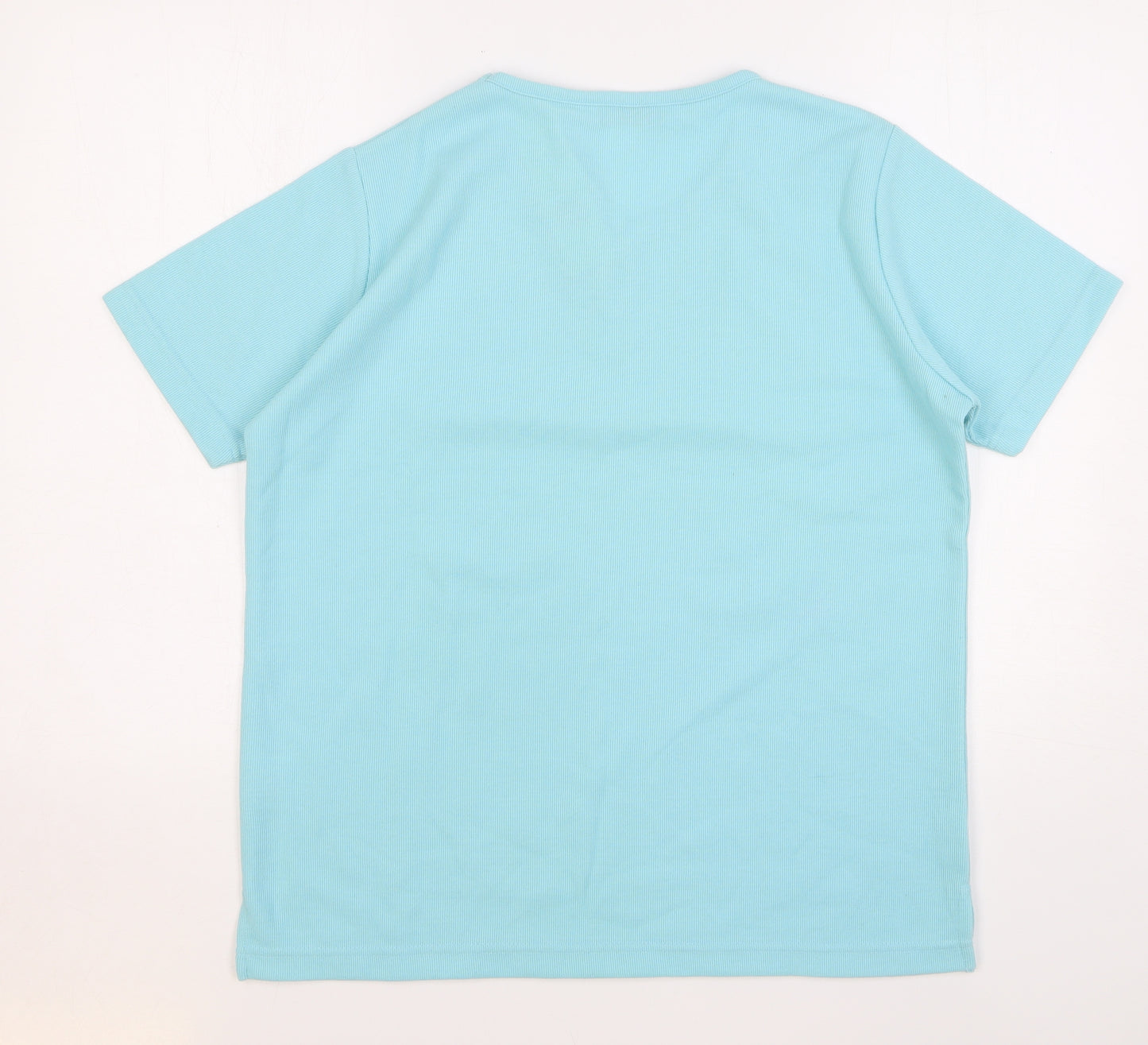 EWM Womens Blue Polyester Basic T-Shirt Size 14 Round Neck