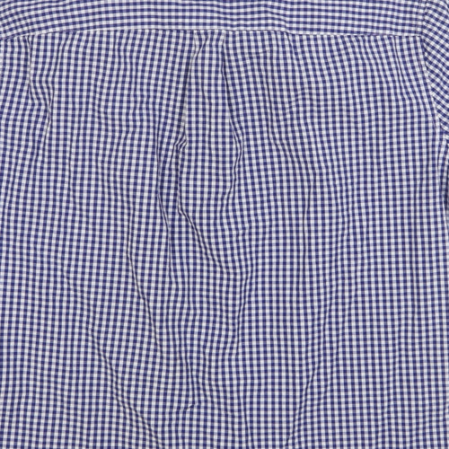 Clride Mens Blue Check Cotton Button-Up Size S Collared Button