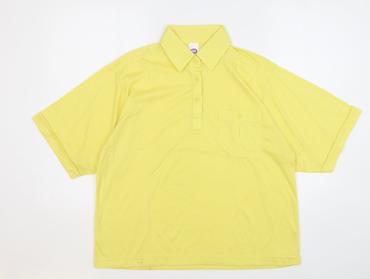 C&A Womens Yellow Polyester Basic Polo Size 16 Collared