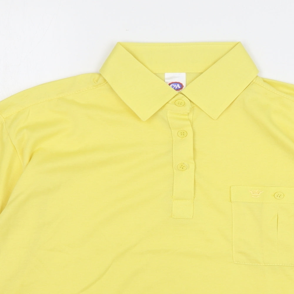 C&A Womens Yellow Polyester Basic Polo Size 16 Collared