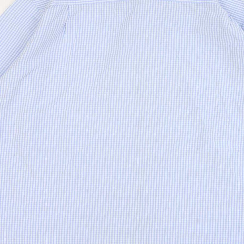 Stone Bay Mens Blue Check Cotton Dress Shirt Size L Collared Button