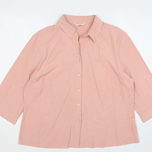 Bonmarché Womens Pink Polyester Basic Button-Up Size 20 Collared