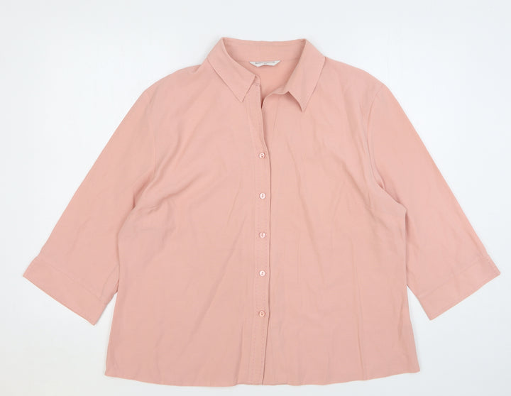 Bonmarché Womens Pink Polyester Basic Button-Up Size 20 Collared