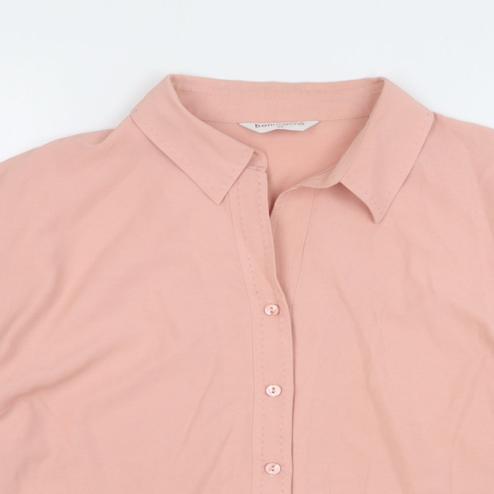 Bonmarché Womens Pink Polyester Basic Button-Up Size 20 Collared