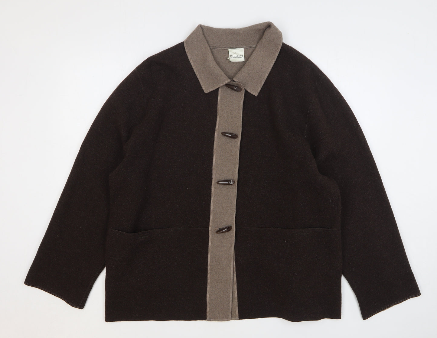 Eastex Womens Brown Collared Wool Cardigan Jumper Size 20