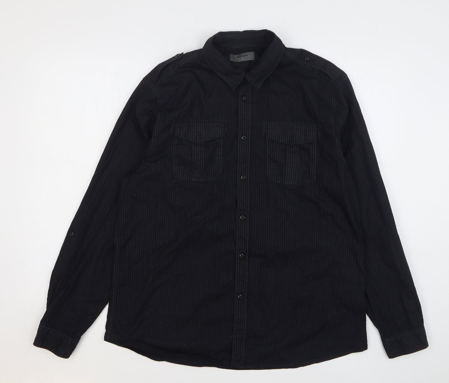 Burton Mens Brown Striped Cotton Button-Up Size XL Collared Button