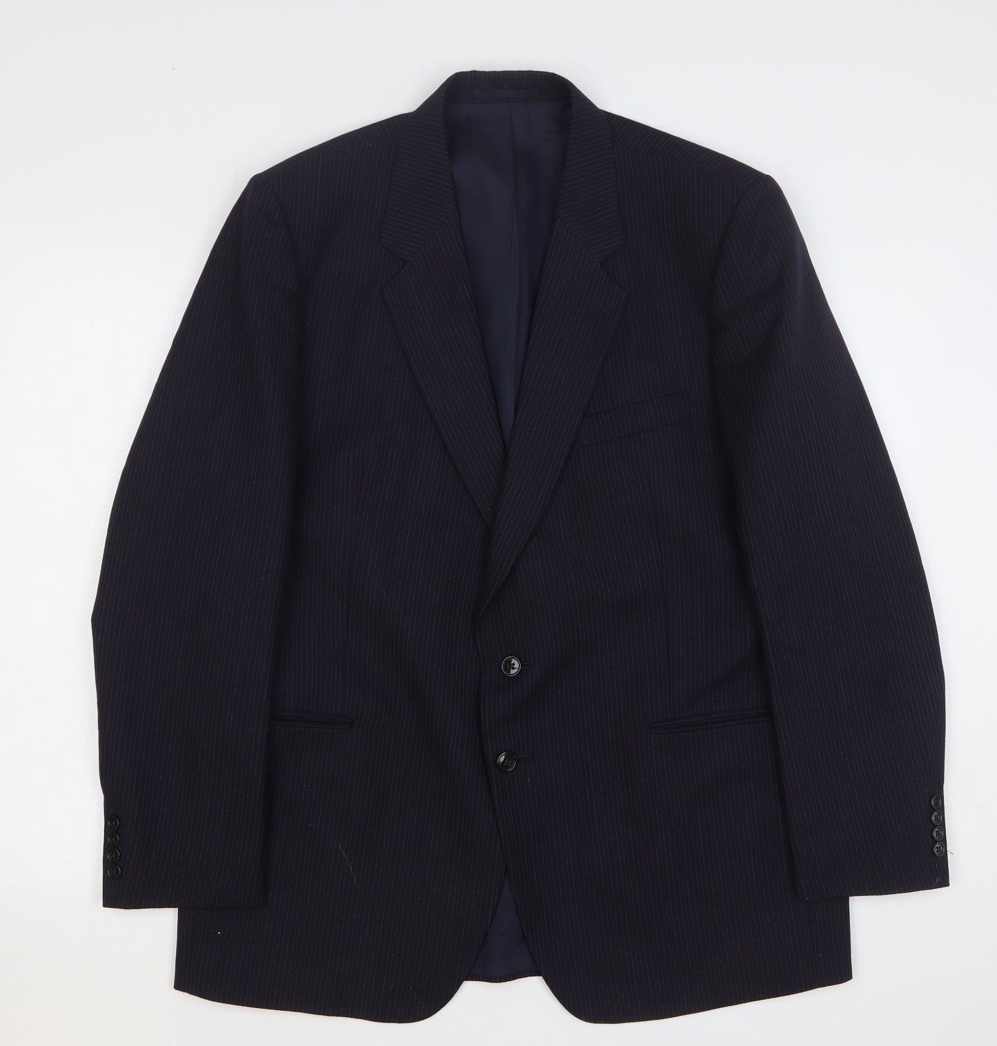StMichael Mens Blue Striped Wool Jacket Suit Jacket Size 44