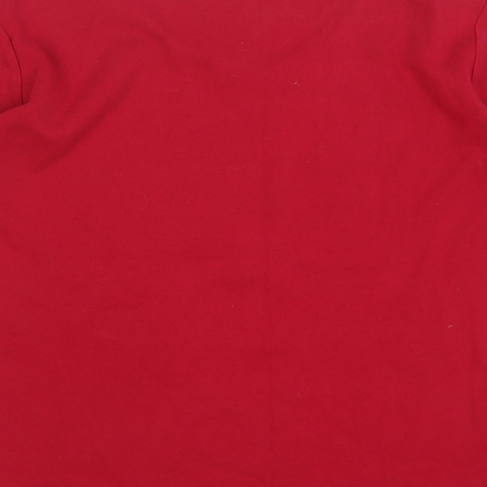 EWM Womens Red Cotton Basic T-Shirt Size 14 Round Neck - Sail Boat