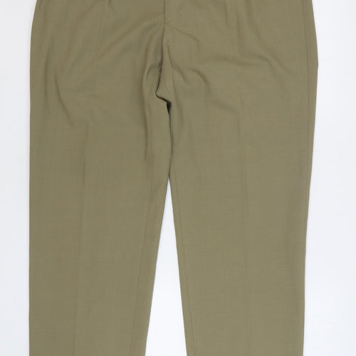 Marks and Spencer Womens Green Polyester Trousers Size 38 L34 in Regular Button