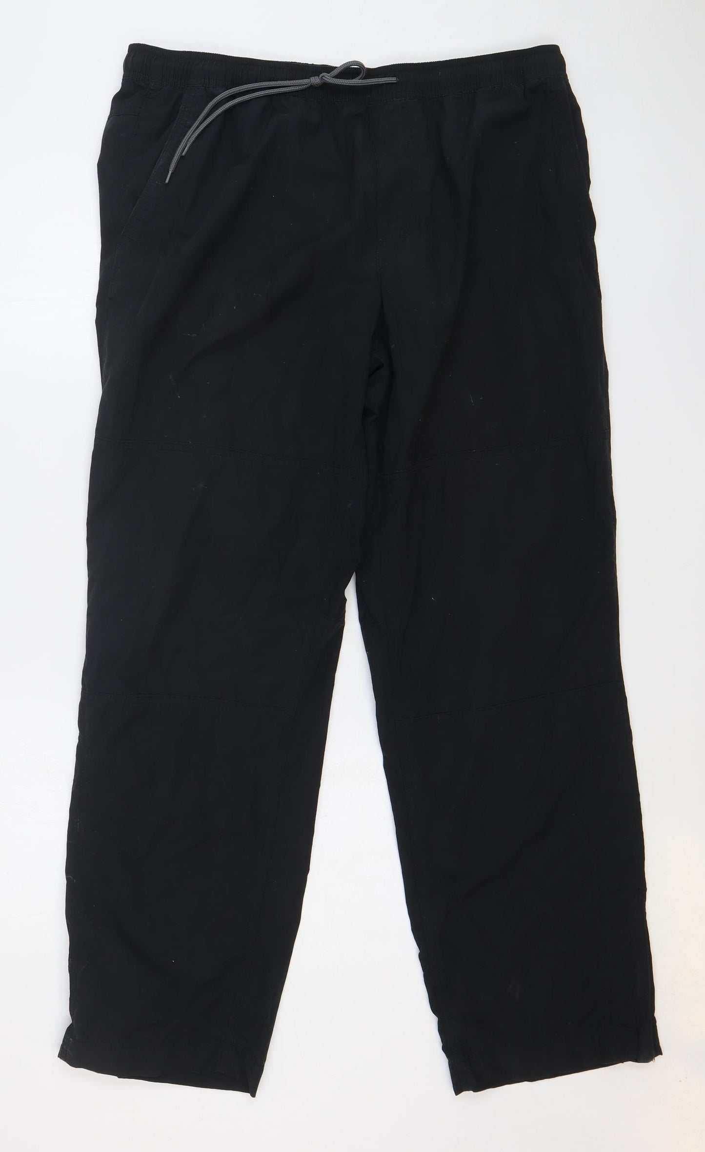 Marks and Spencer Mens Black Cotton Jogger Trousers Size 40 in L32 in Regular Drawstring