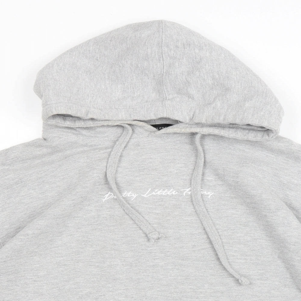 PRETTYLITTLETHING Womens Grey Polyester Pullover Hoodie Size S Pullover
