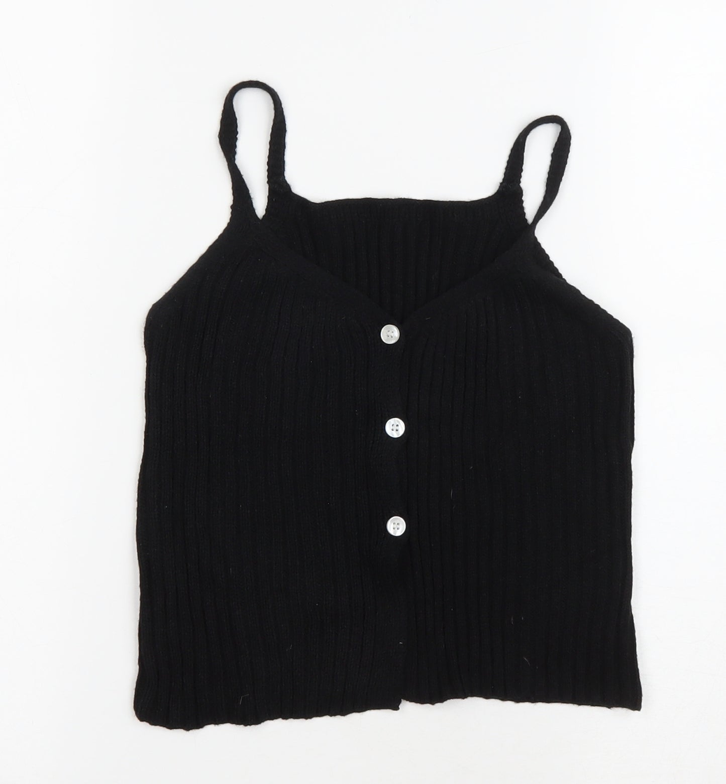 SheIn Womens Black V-Neck Acrylic Vest Jumper Size S