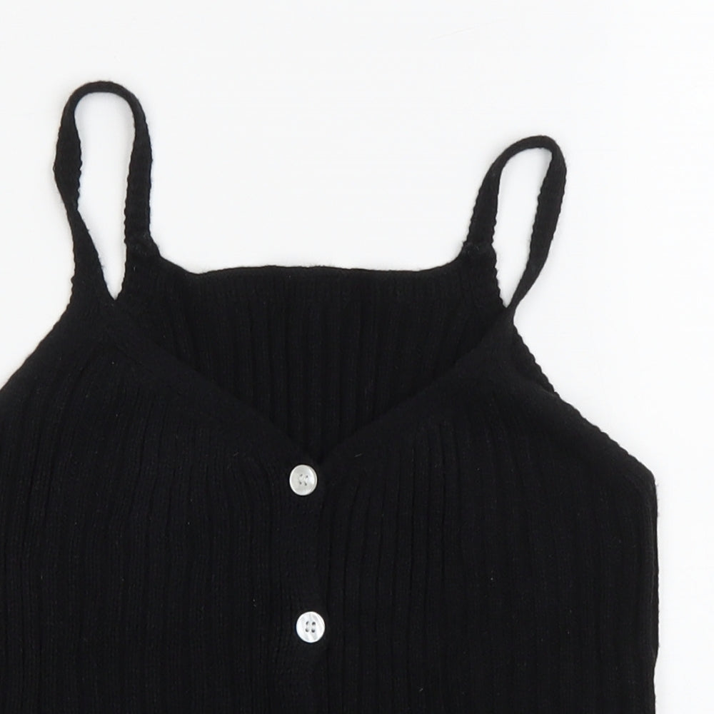 SheIn Womens Black V-Neck Acrylic Vest Jumper Size S