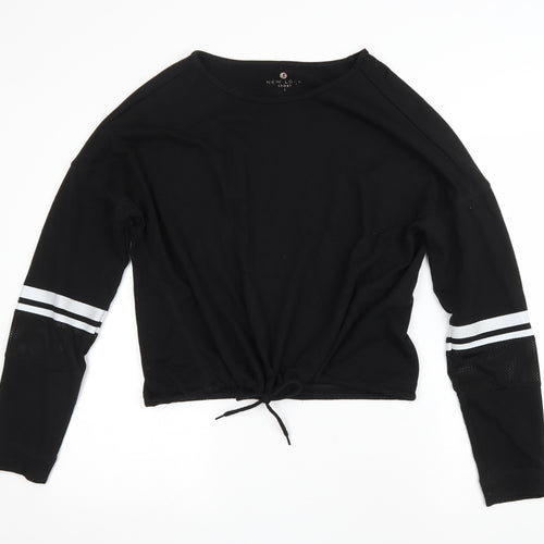 New Look Womens Black Polyester Pullover Sweatshirt Size L Drawstring