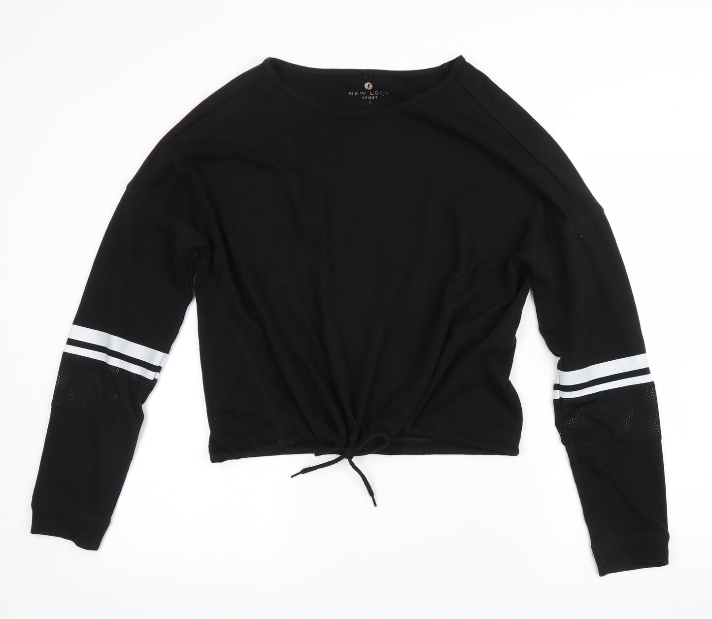 New Look Womens Black Polyester Pullover Sweatshirt Size L Drawstring