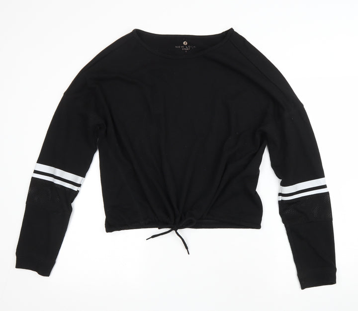 New Look Womens Black Polyester Pullover Sweatshirt Size L Drawstring
