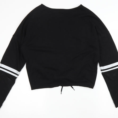 New Look Womens Black Polyester Pullover Sweatshirt Size L Drawstring