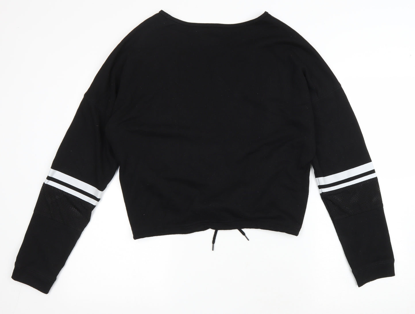 New Look Womens Black Polyester Pullover Sweatshirt Size L Drawstring