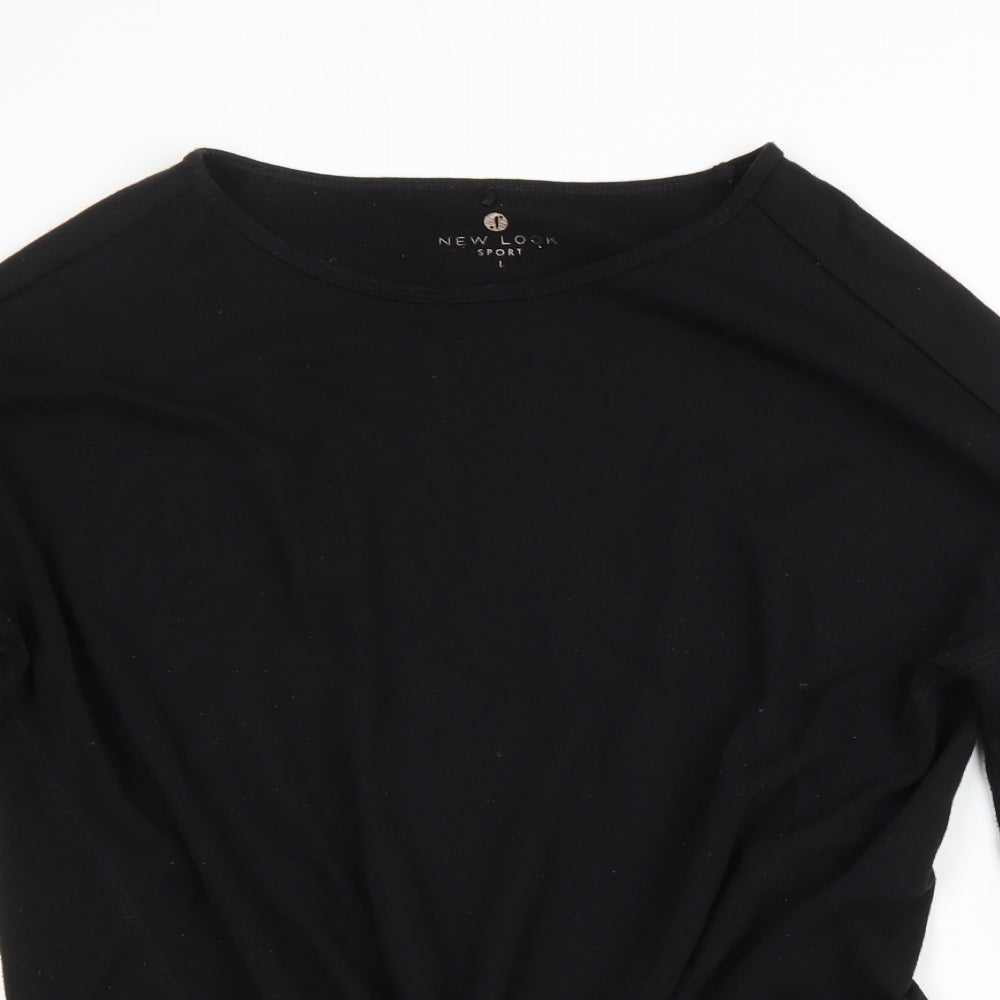New Look Womens Black Polyester Pullover Sweatshirt Size L Drawstring