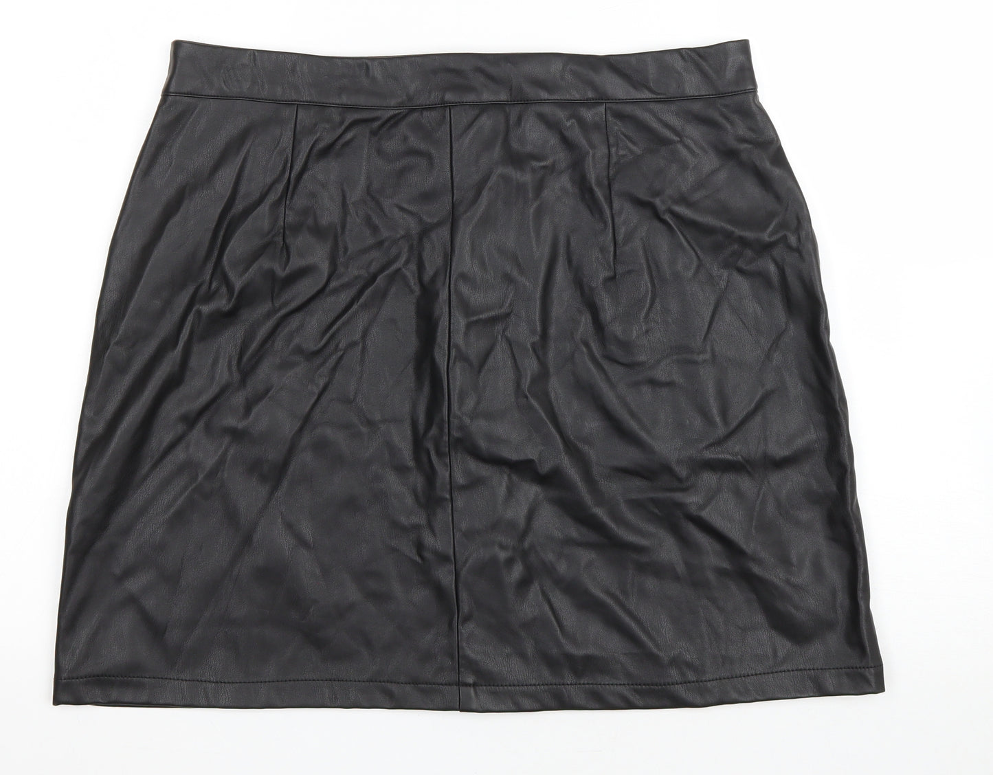 George Womens Black Polyester A-Line Skirt Size 18 Snap