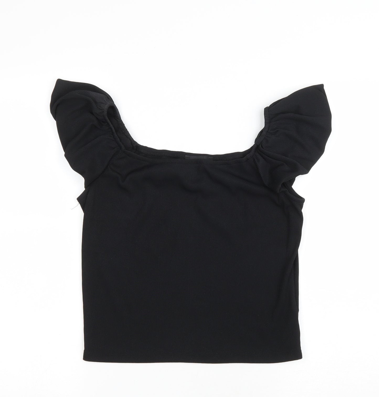 New Look Womens Black Polyester Basic Tank Size 12 Boat Neck