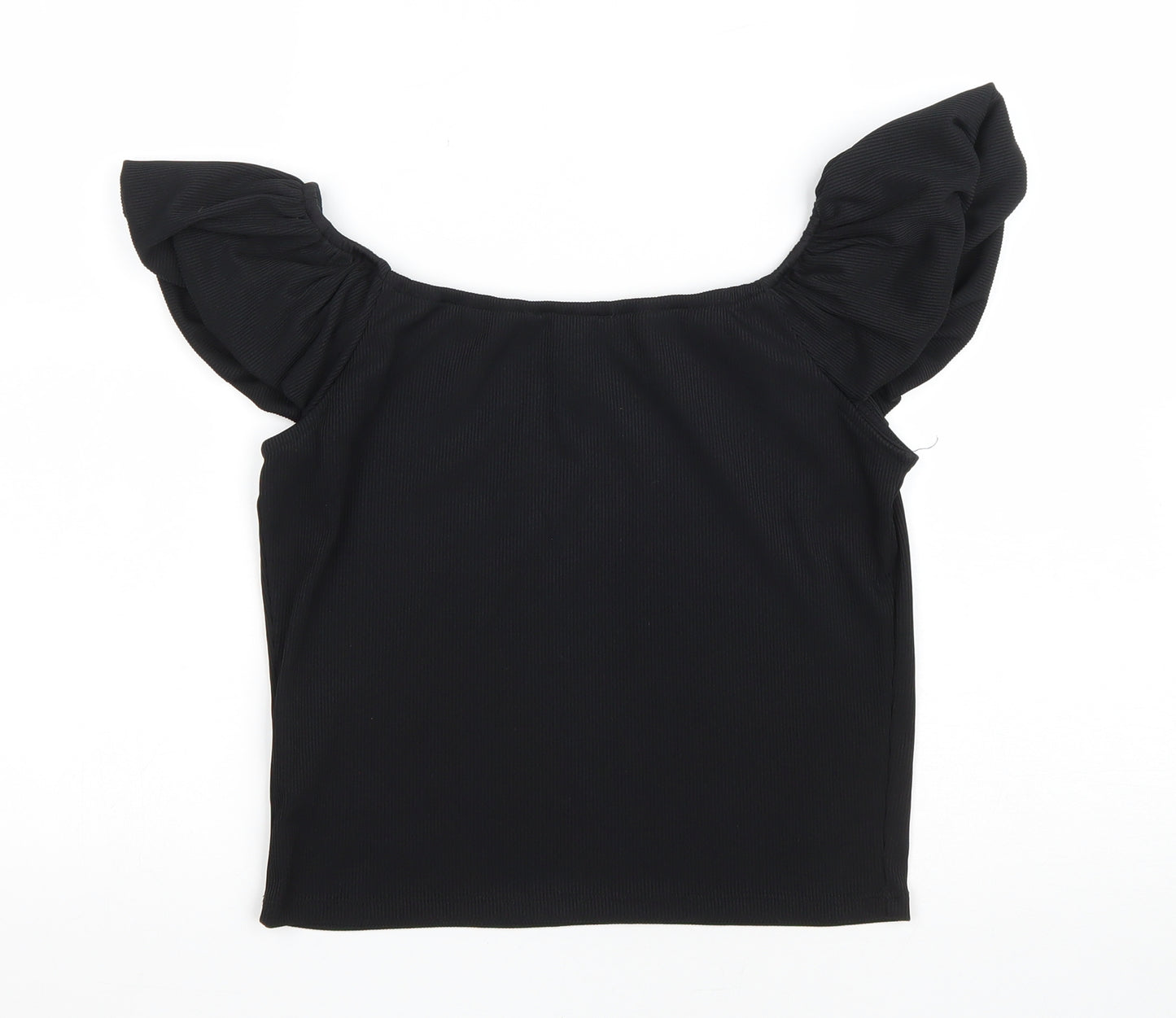 New Look Womens Black Polyester Basic Tank Size 12 Boat Neck