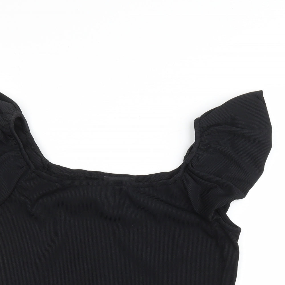 New Look Womens Black Polyester Basic Tank Size 12 Boat Neck