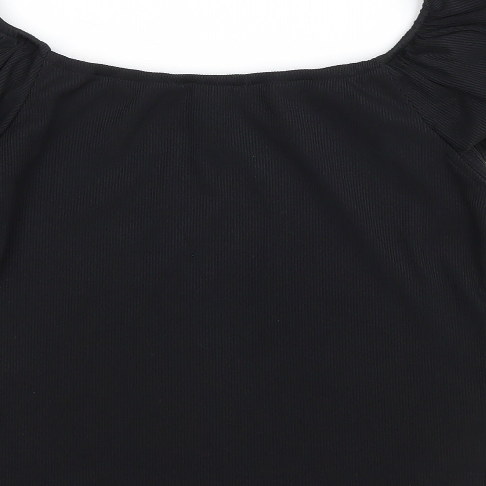 New Look Womens Black Polyester Basic Tank Size 12 Boat Neck