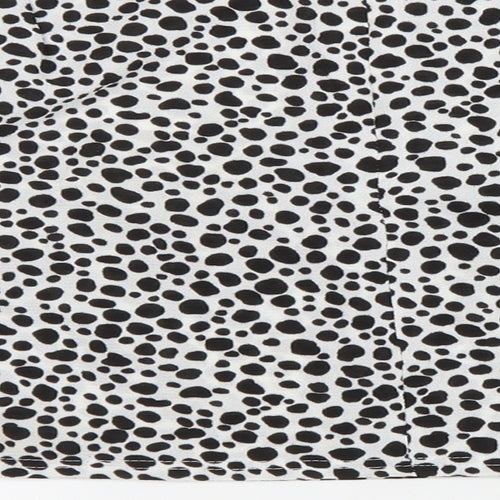 PRETTYLITTLETHING Womens White Animal Print Polyester Cropped T-Shirt Size 10 Round Neck - Dalmatian print