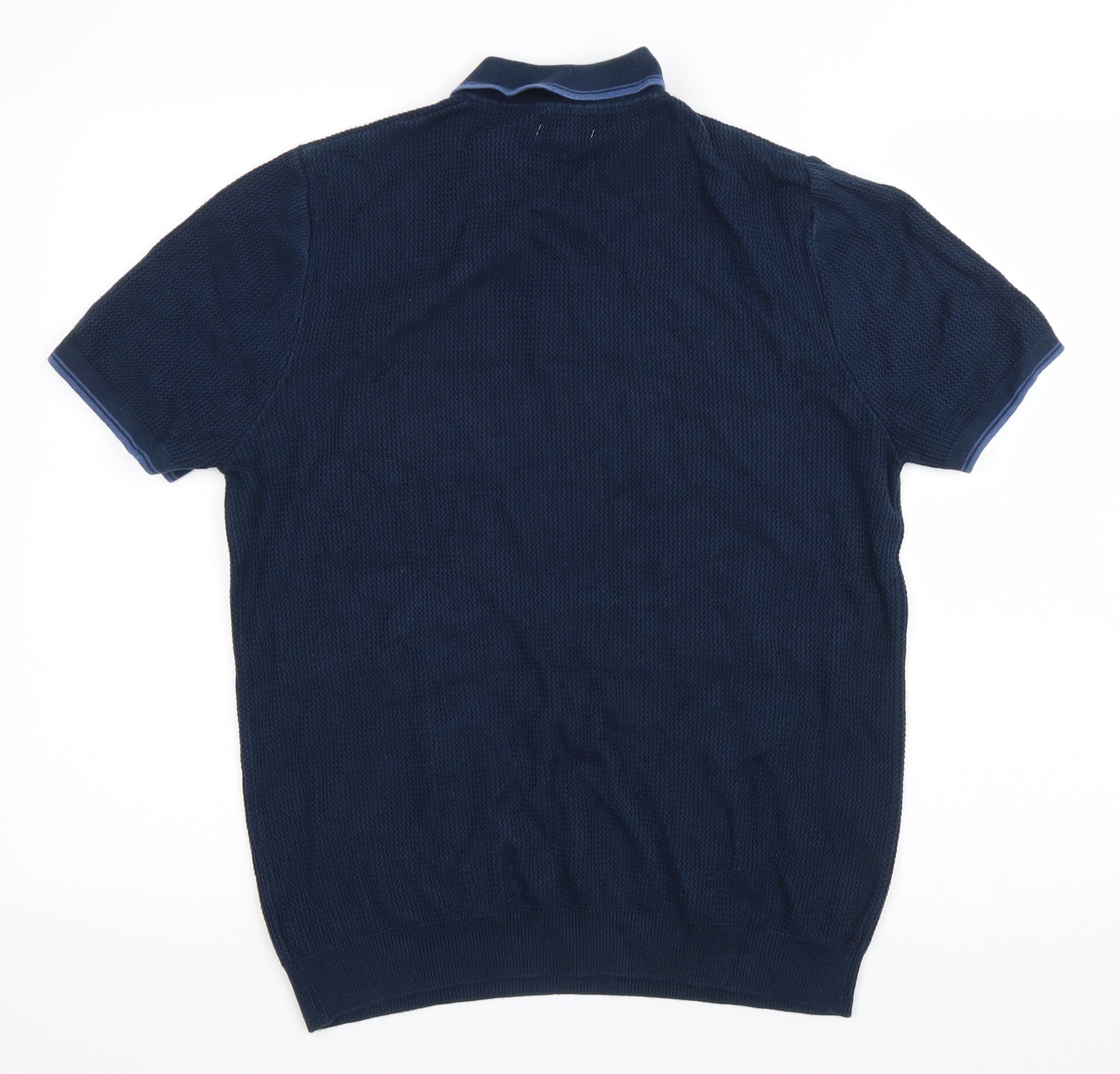 NEXT Mens Blue Cotton Polo Size S Collared Button - Stag
