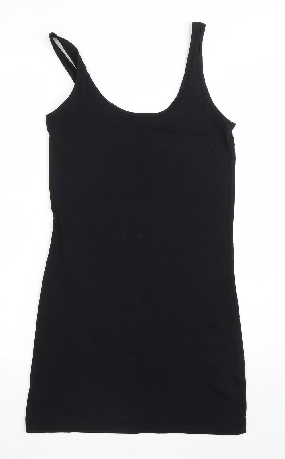 Primark Womens Black Cotton Tank Dress Size 6 Scoop Neck Pullover