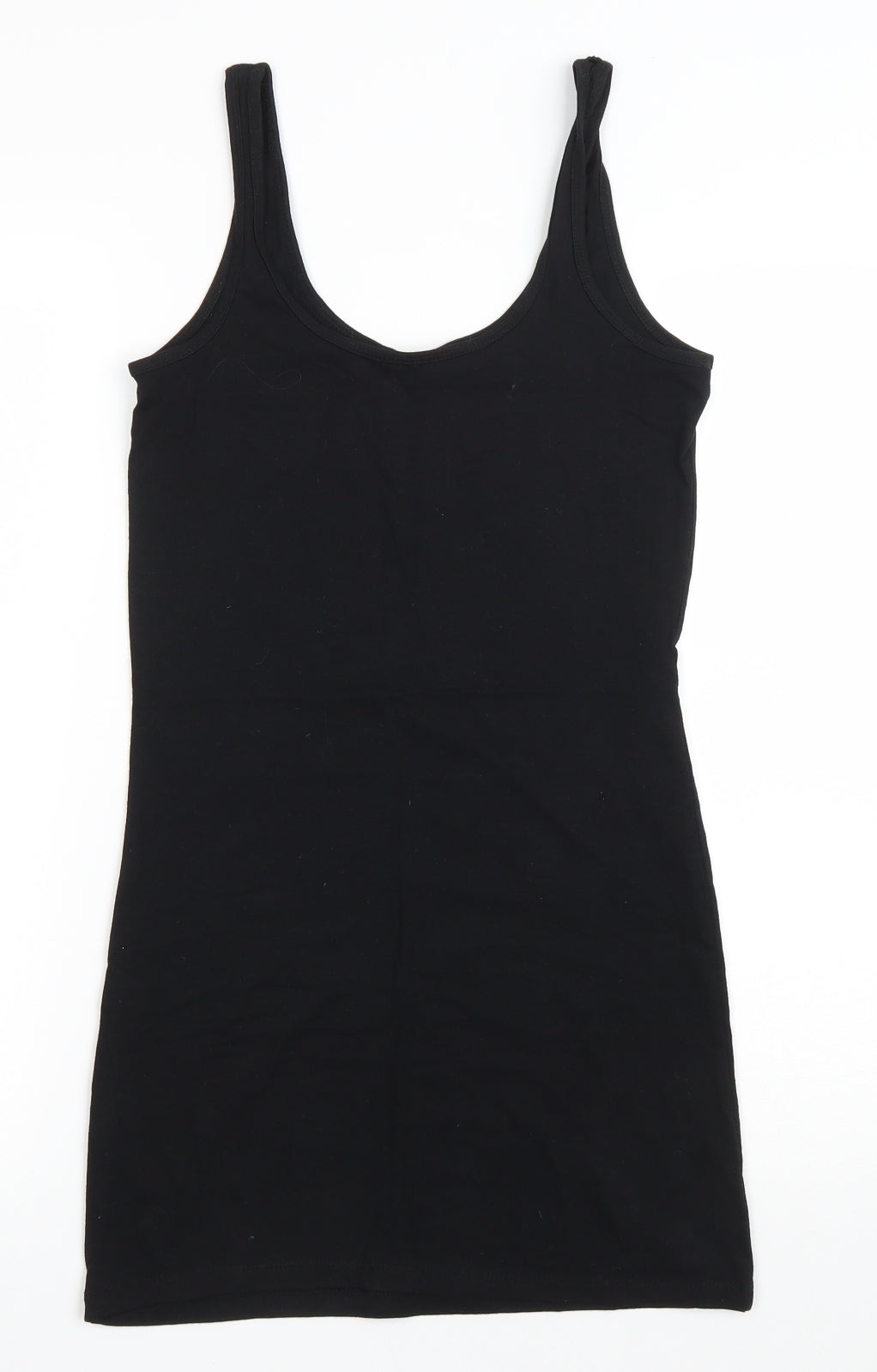 Primark Womens Black Cotton Tank Dress Size 6 Scoop Neck Pullover