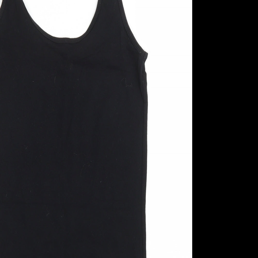 Primark Womens Black Cotton Tank Dress Size 6 Scoop Neck Pullover
