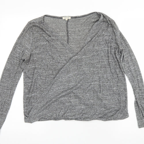 River Island Womens Grey V-Neck Viscose Wrap Jumper Size 8