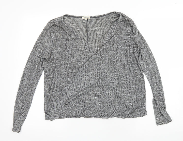 River Island Womens Grey V-Neck Viscose Wrap Jumper Size 8