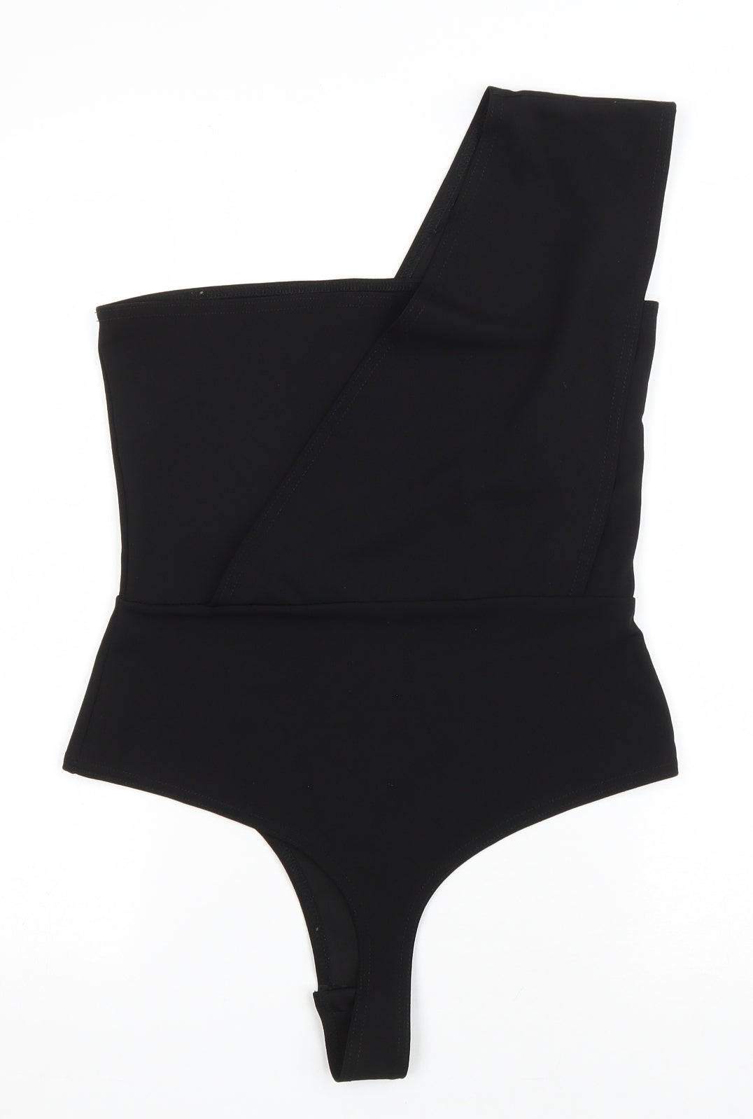 PRETTYLITTLETHING Womens Black Polyester Bodysuit One-Piece Size 12 Snap