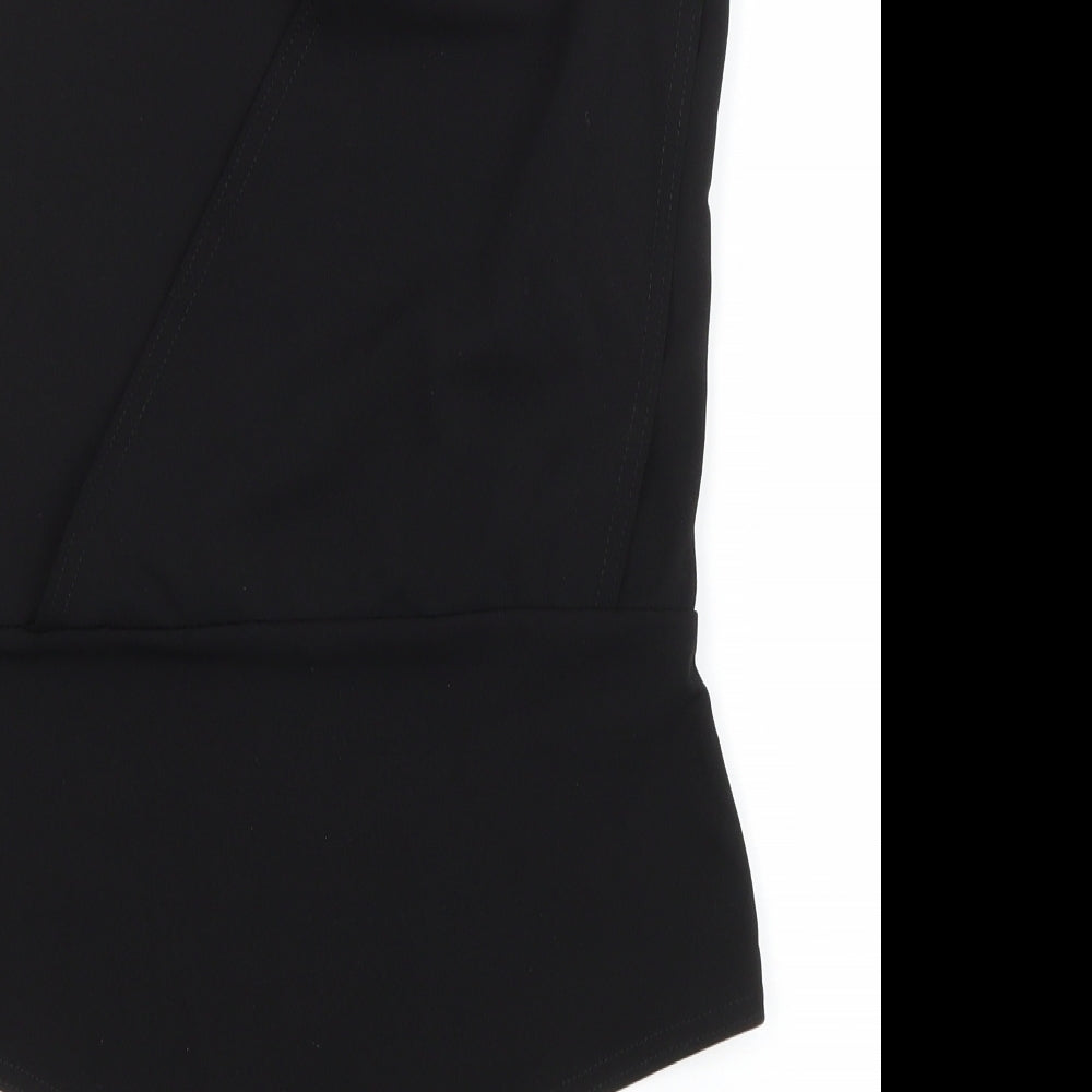 PRETTYLITTLETHING Womens Black Polyester Bodysuit One-Piece Size 12 Snap