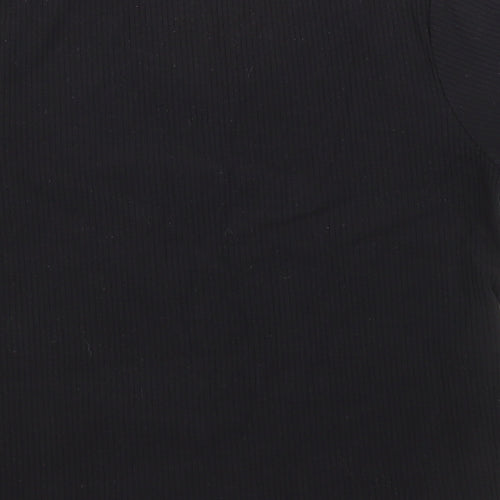 Bonmarché Womens Black Cotton Basic T-Shirt Size L Scoop Neck