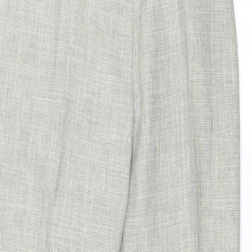 Marks and Spencer Womens Green Plaid Polyester Trousers Size 16 L30 in Regular Zip