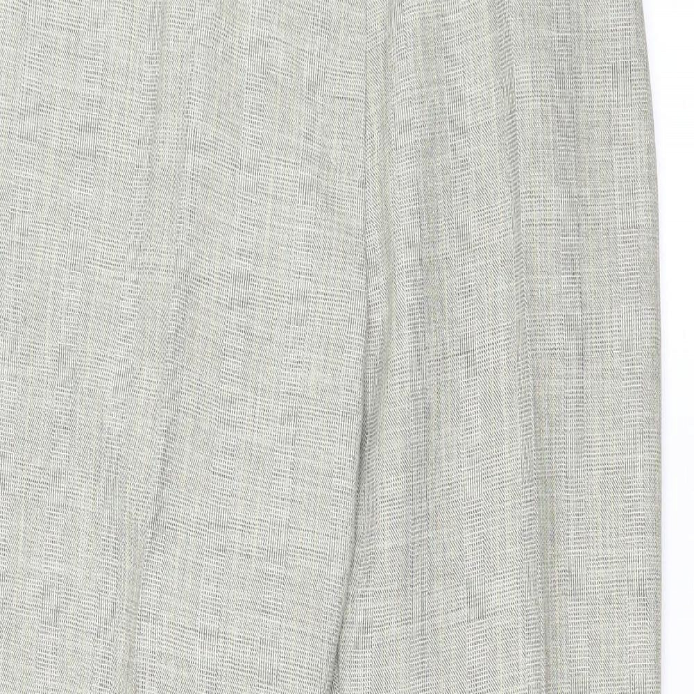 Marks and Spencer Womens Green Plaid Polyester Trousers Size 16 L30 in Regular Zip