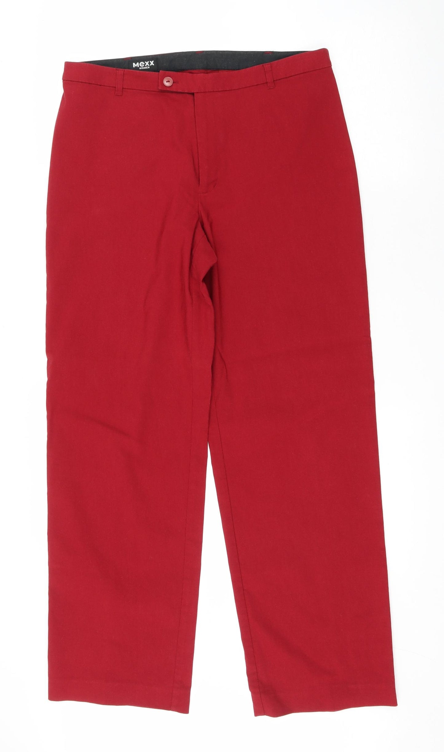 Mexx Womens Red Cotton Trousers Size 16 L29.5 in Regular Zip