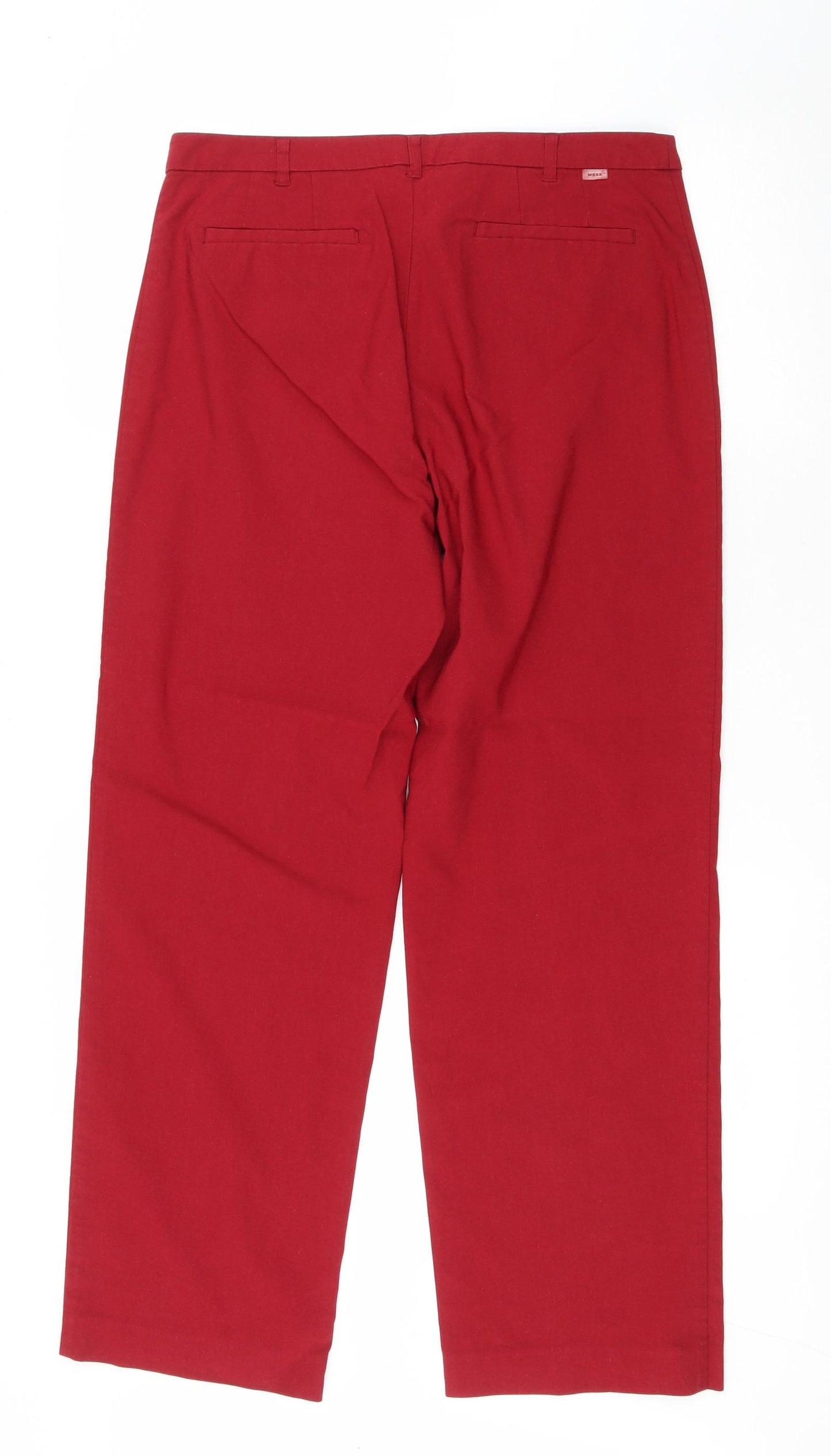 Mexx Womens Red Cotton Trousers Size 16 L29.5 in Regular Zip