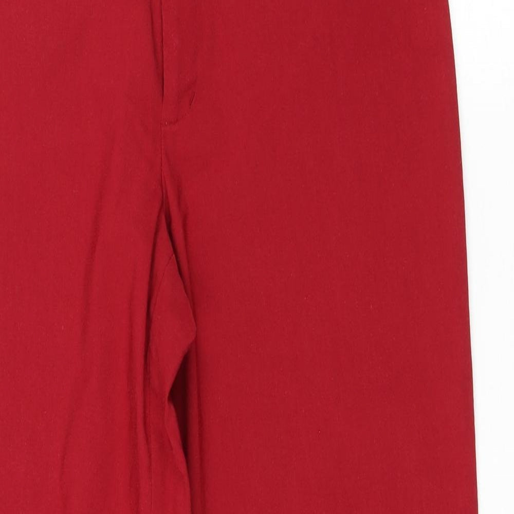 Mexx Womens Red Cotton Trousers Size 16 L29.5 in Regular Zip