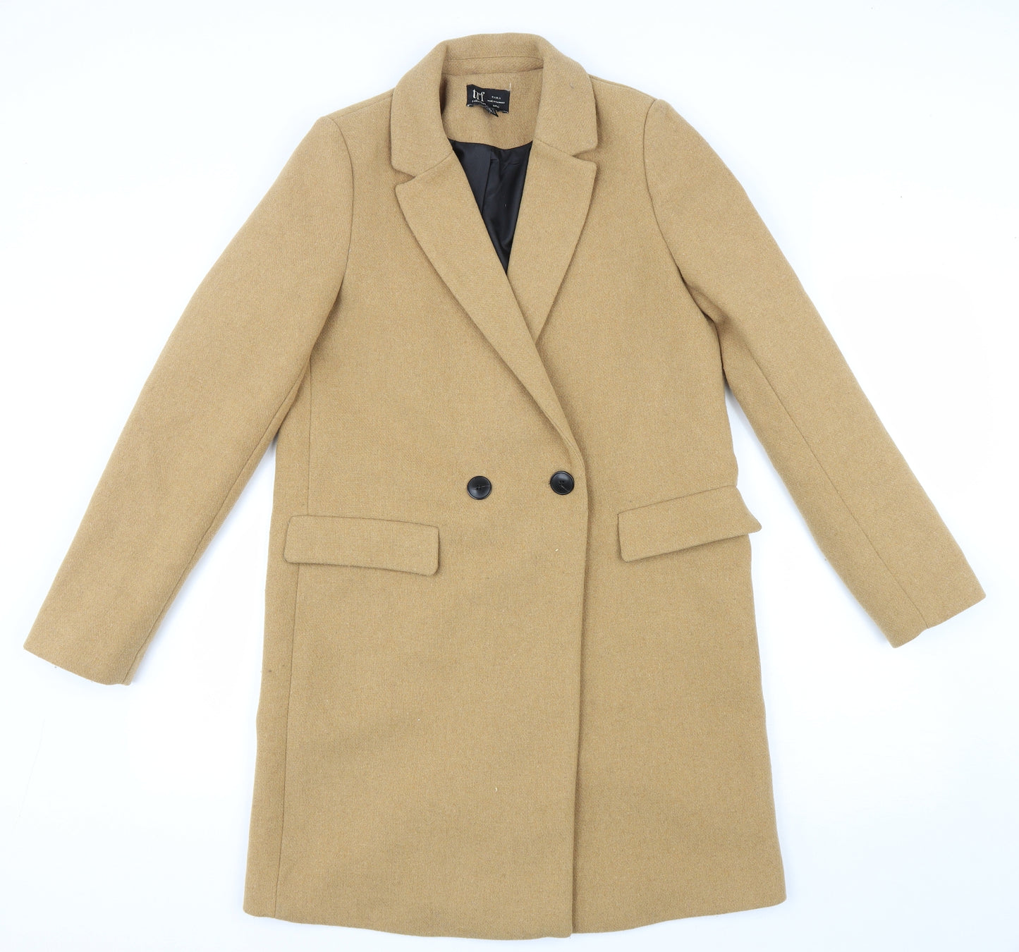 Zara Womens Brown Overcoat Coat Size S Button