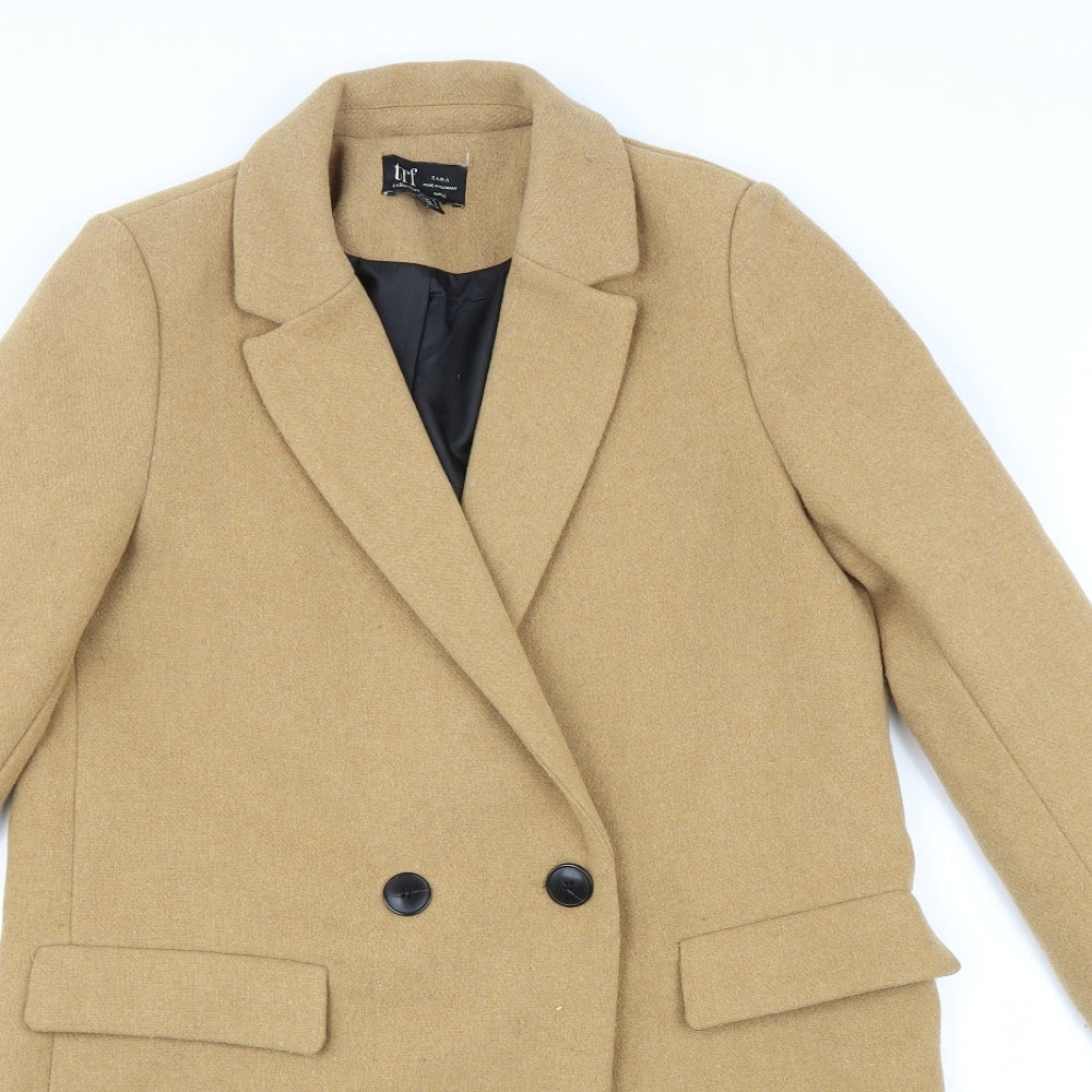 Zara Womens Brown Overcoat Coat Size S Button